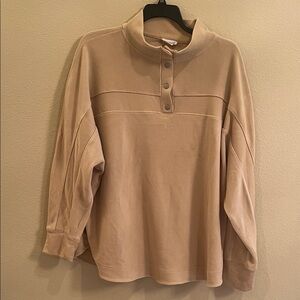 Westbound Women's Beige Button-Up Sweatshirt